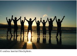 peoplelinked on a beach